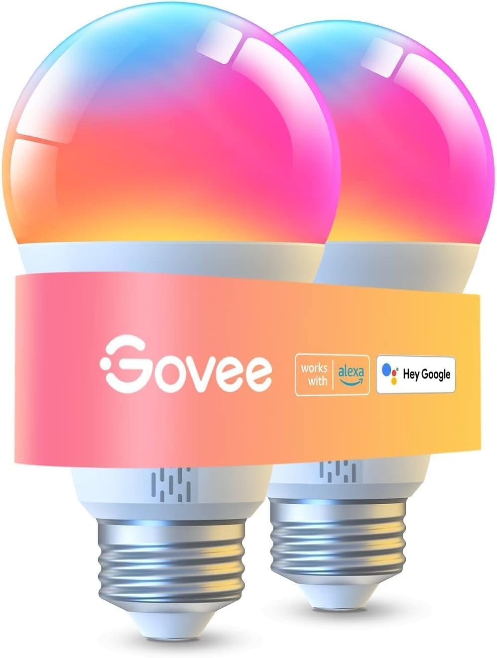 61Hd8AG0YiL._AC_SL1322_.jpg Govee LED Smart Light Bulbs, 1000LM Color Changing Light Bulb, Wi-Fi & Bluetooth Light Bulbs, Work with Alexa and Google Assistant, Dimmable RGBWW A19 75W Equivalent Smart Bulbs, 2 Pack - Image 1