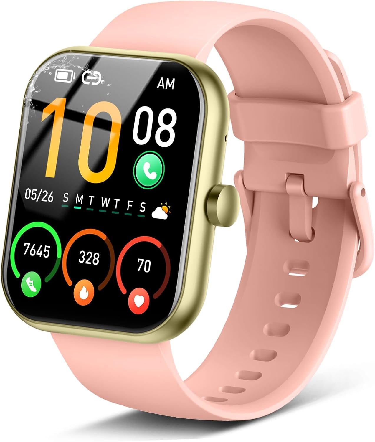 Smart Watch for Men Women (Answer/Make Call), 1.96" HD Fitness Tracker Running Watch, IP68 Waterproof,Pedometer, Sleep/Step/Activity/Heart Rate Monitor,110+ Sport Mode Smartwatch for Android,Nova Pink