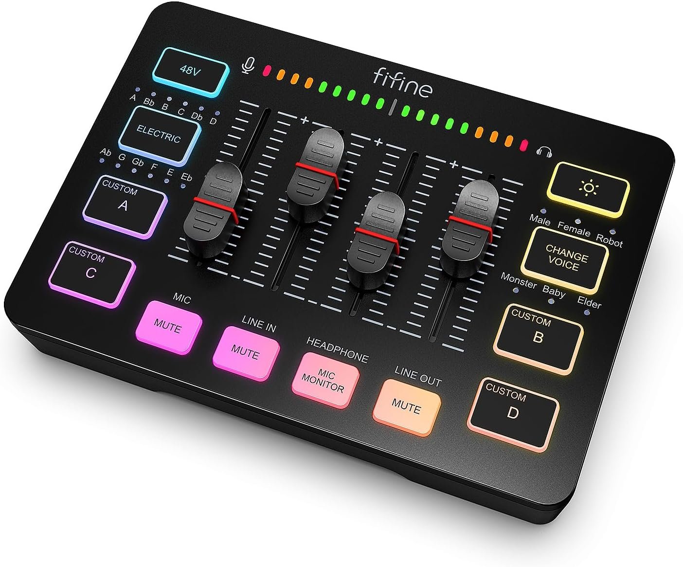 71GiojmKOxL._AC_SL1500_.jpg FIFINE Gaming Audio Mixer, Streaming RGB PC Mixer with XLR Microphone Interface, Individual Control, Volume Fader, Mute Button, 48V Phantom Power, for Podcast/Recording/Vocal/Game Voice-AmpliGame SC3 - Image 1