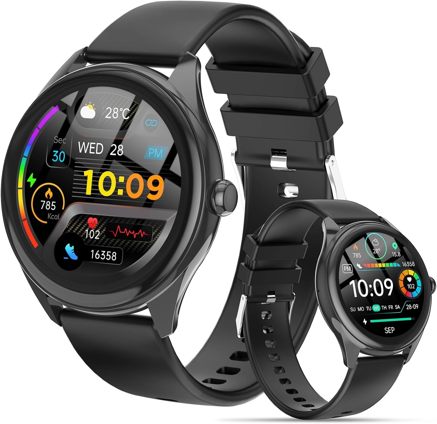Smart Watches for Women Men, 1.39" HD IPS Touchscreen Smartwatch with 120 Sports Modes, Heart Rate/Sleep Monitor, IP67 Waterproof, Bluetooth Call & Music Control for iPhone/Android (Black)
