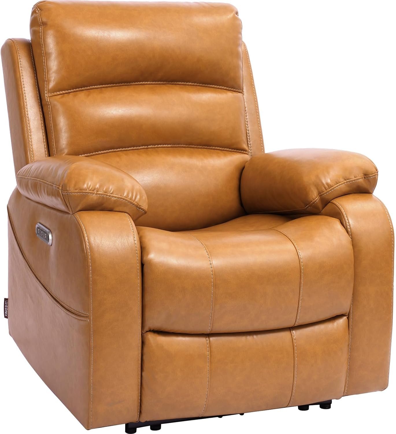 EONIX Real Zero Clearance Wall Hugger Recliners, Power RV Recliner Chairs for Small Spaces, Dual Motor Home Theater Recliners with Massage and Heat, SXXY003992, Saddle Brown